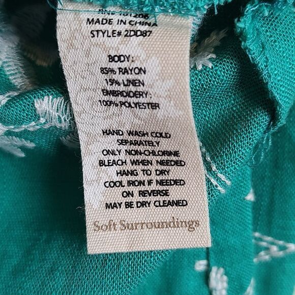 Soft Surroundings Embroidered Isla Verde Linen Blend Button Front Tunic Top NWOT - Picture 8 of 13
